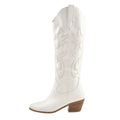 Plus Size 45 Women's Embroidered Western Knee High Boots Cowboy Cowgirl Boots Chunky Heel Platform Boots Women Western Shoes