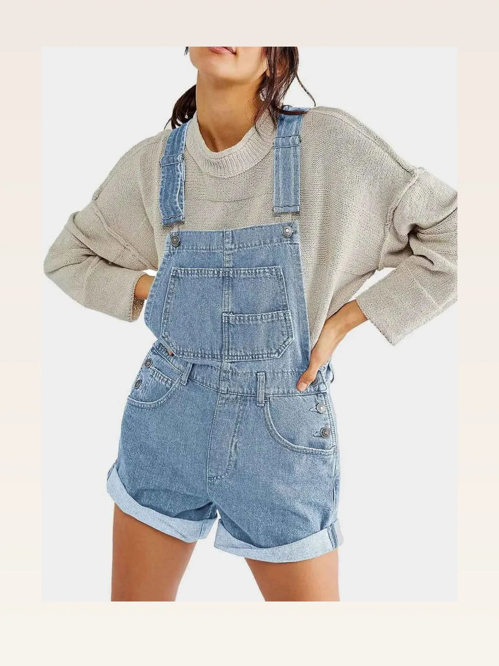Pocketed Square Neck Wide Strap Denim Overalls